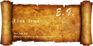 Elek Irma névjegykártya
